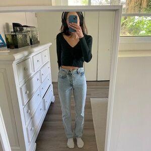 LA Hearts Green Cropped Sweater